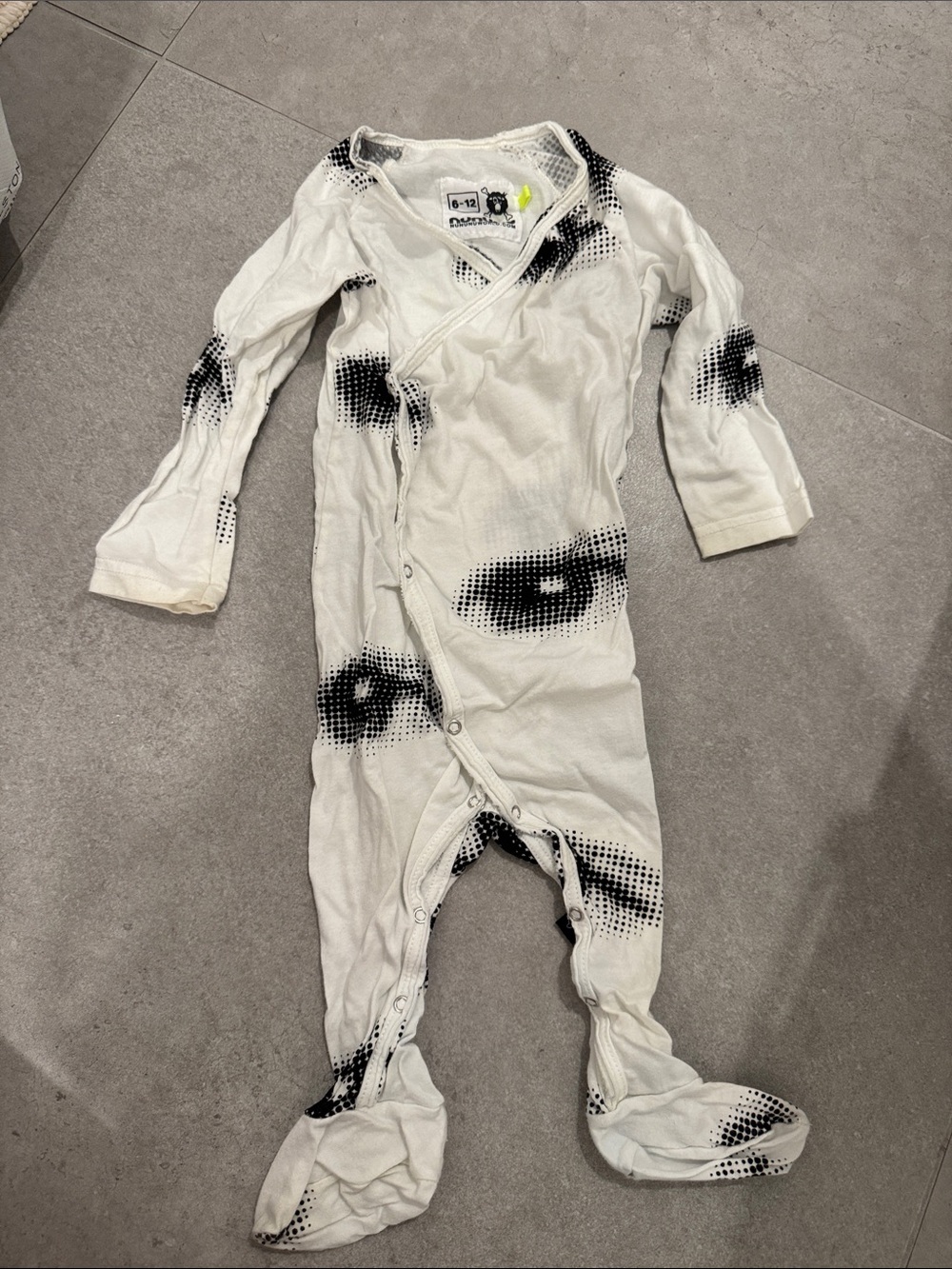 nununu White Footed One-Piece with Black Dot Pattern